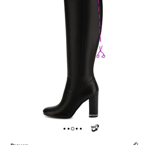 High Knee Leather Boots 9.5 - for skinny legs - Picture 3 of 15